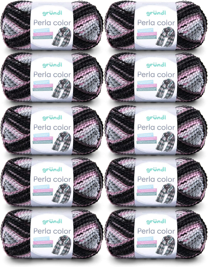Gründl Wolle Perla color (wollähnliches Handstrickgarn aus 100% Polyester, 100 g / 90 m, Nadelstärke