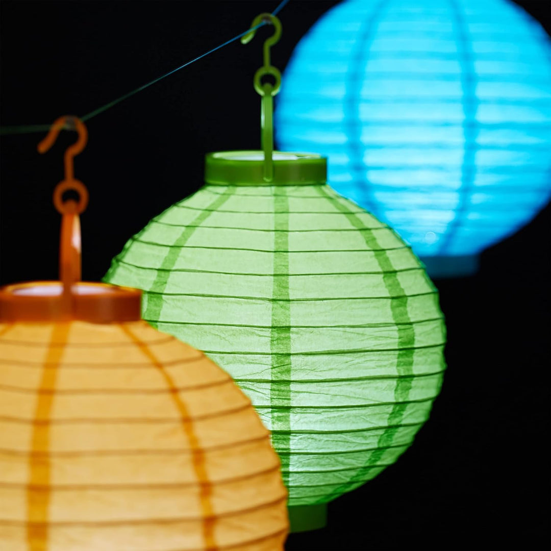 Relaxdays 20 x LED Lampions bunt, batteriebetrieben, Lampion Set für Draussen & Drinnen, zum Aufhäng