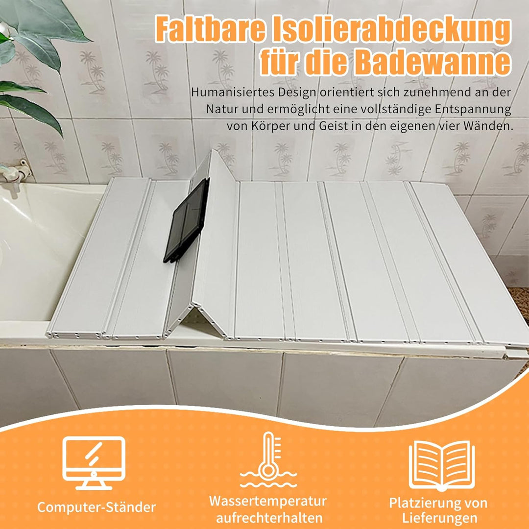 Badewanne Abdeckung, Anti-Staub Faltbare PVC Platte Faltbarer Badewannenabdeckung, Weiss wasserdicht