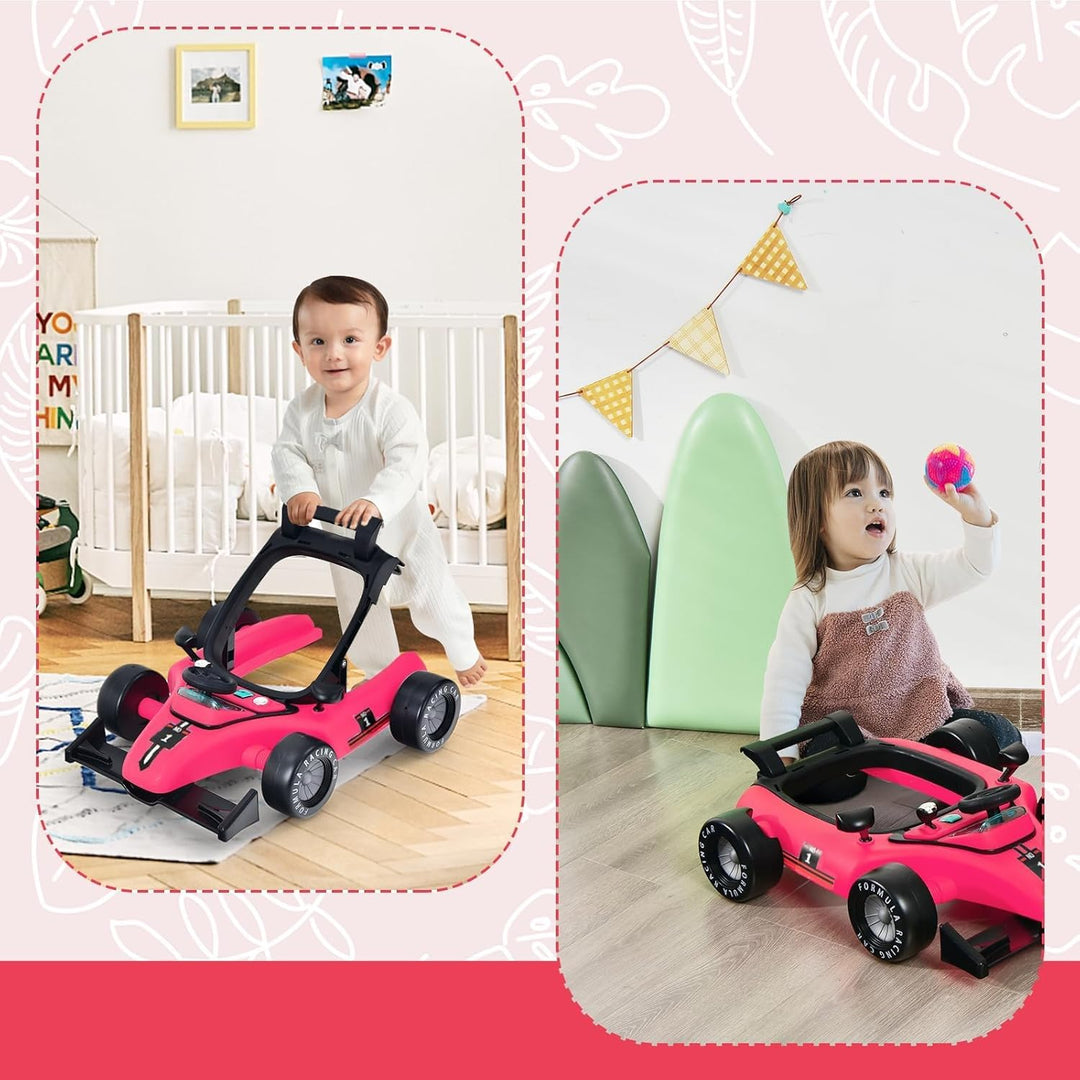 COSTWAY 4 in 1 Lauflernhilfe, Lauflernwagen klappbar mit einstellbarer Höhe & Geschwindigkeit, Baby