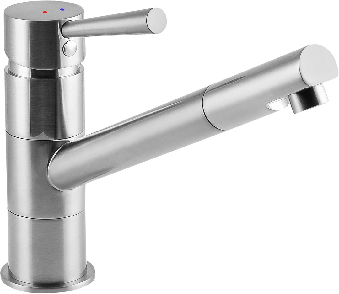 Cornat Spültisch-Einhebelarmatur "Fuerte" - Hochwertiger Messingkörper - Edelstahllook - 360° schwen