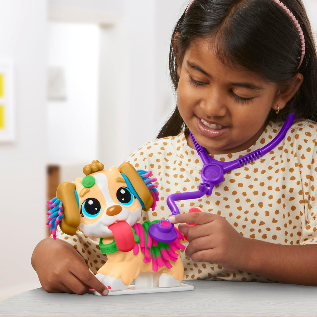 Play-Doh F3639 Tierarzt Spielset mit Spielzeughund, Tragebox, 10 Knetwerkzeugen und 5 Farben, Mehrfa