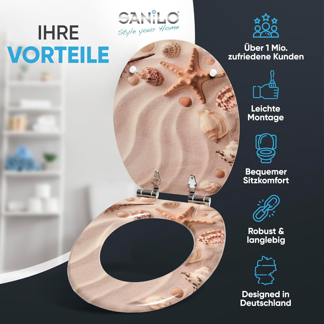 Sanilo WC-Sitz mit Absenkautomatik I Hochwertiger Toilettensitz aus Holz I Toilettendeckel in versch