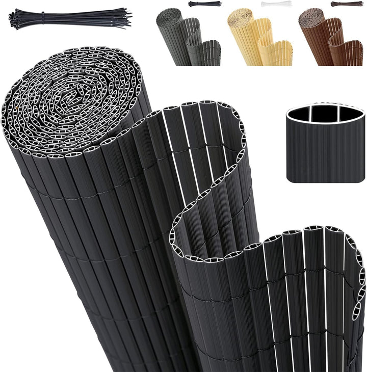 Sekey PVC Sichtschutzmatte 80x400cm Doppelte Verstärkung Innen, Balkon Sichtschutz mit Kabelbindern,