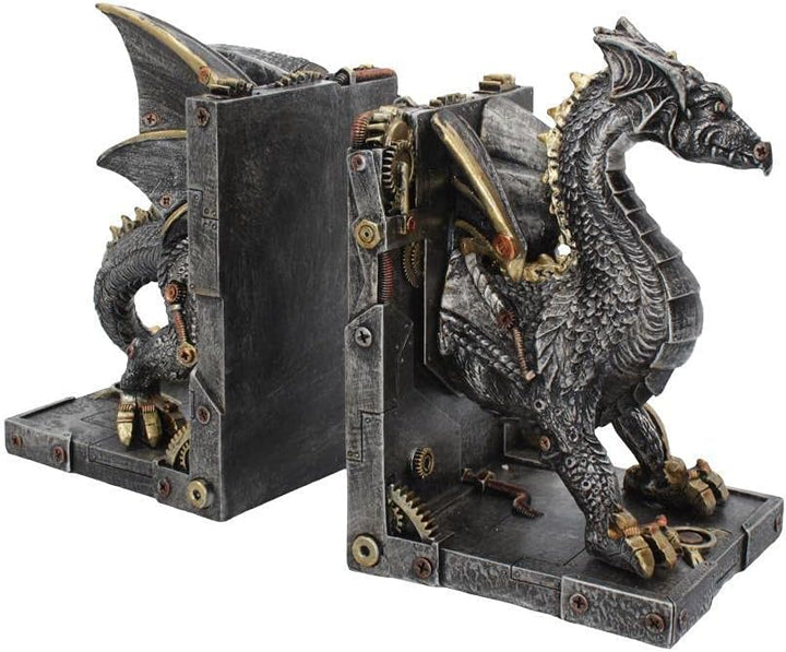 Nemesis Now Dracus Machina Buchstützen, 27 cm, Bronze