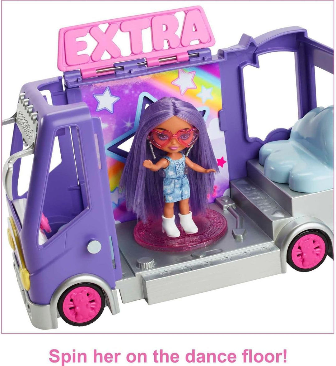 Barbie Extra Mini Minis, Extra Mini Minis Barbie Puppe mit Extra Sparkle Tour Bus Van, inkl. Barbie