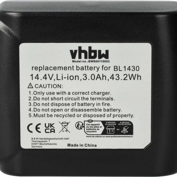 vhbw Akku kompatibel mit Makita HP440DRFX, HR162DRFXW, KP140DRF, DVC340Z, DVR450, DVR450Z Elektrower