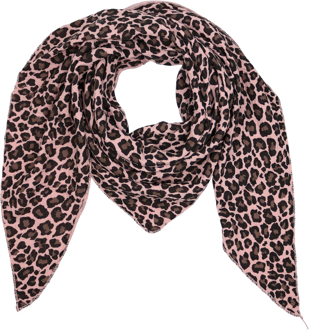 MIRROSI Damen Musselin Halstuch Made in Italy mit Leoprint oder Unifarben – Leichtes Dreieckstuch fü