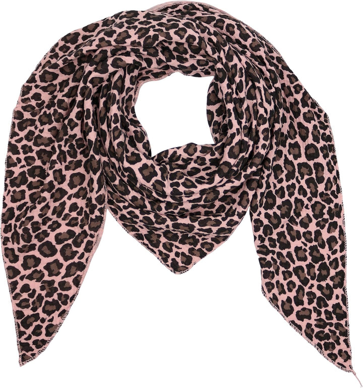 MIRROSI Damen Musselin Halstuch Made in Italy mit Leoprint oder Unifarben – Leichtes Dreieckstuch fü