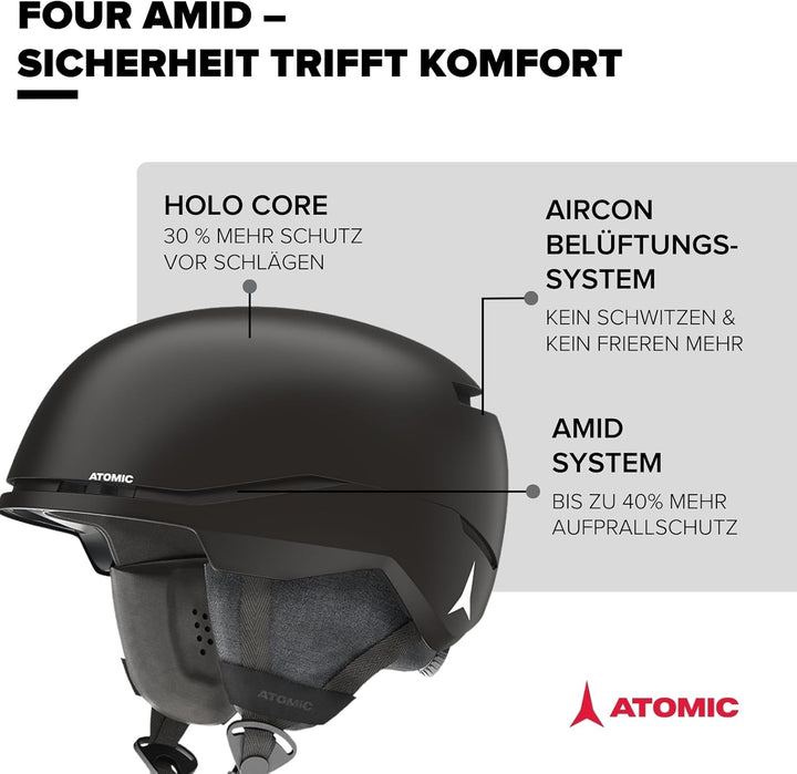 ATOMIC FOUR AMID Skihelm - Helm für max. Sicherheit - Skihelme mit komfortablem 360° Fit System - Sn