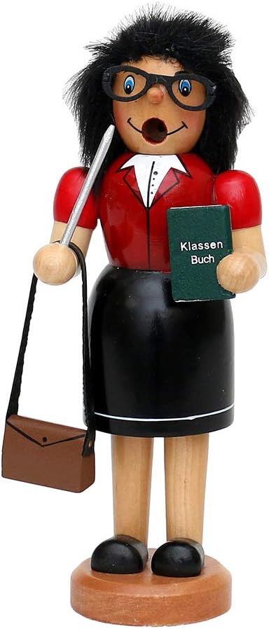 Dekohelden24 Räuchermann als Lehrerin, ca. 19 cm, Holz, Lehrerin