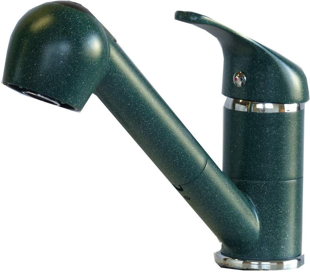 Einhebel Küchenarmatur, Spütisch, Armatur, Wasserhahn mit Brause, Granit Grün