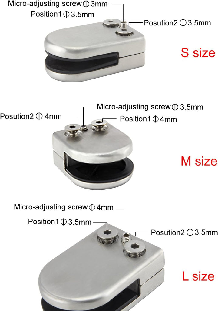 (Verbesserte Version) 8 x Edelstahl Stainless Steel 304 Klemmhalter Glasklemme Glasklemmhalter Glash