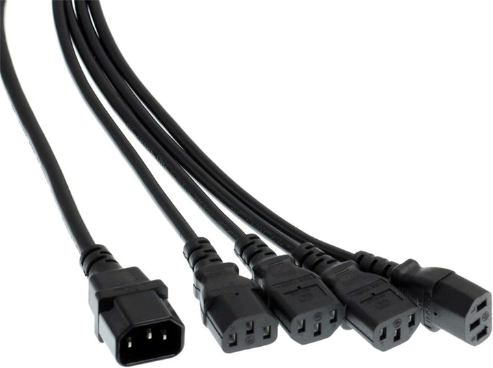 HT-Kabel UPS PDU Computer PC Stromverteilerkabel C14 bis 4 x C13 10A 250V Verlängerungskabel (1,8 m)