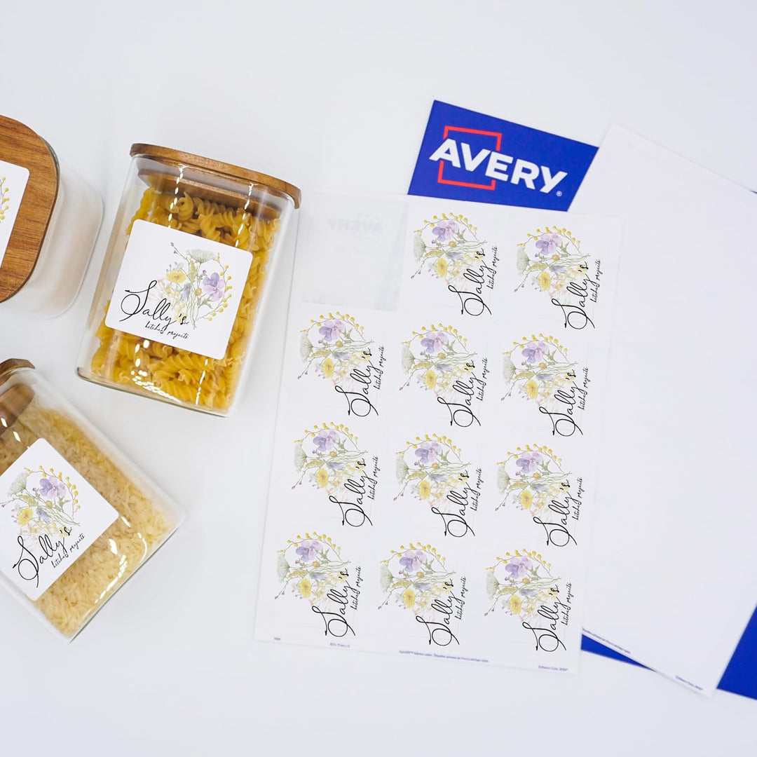 Avery J8164-100 Adressetiketten für Tintenstrahldrucker (schnell trocknend, 12 Stück pro Blatt, 63,5