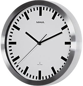 MAUL Wanduhr MAULpilot Ø 30cm | stilvolle Uhr mit weissem Ziffernblatt | gute Lesbarkeit | automatis