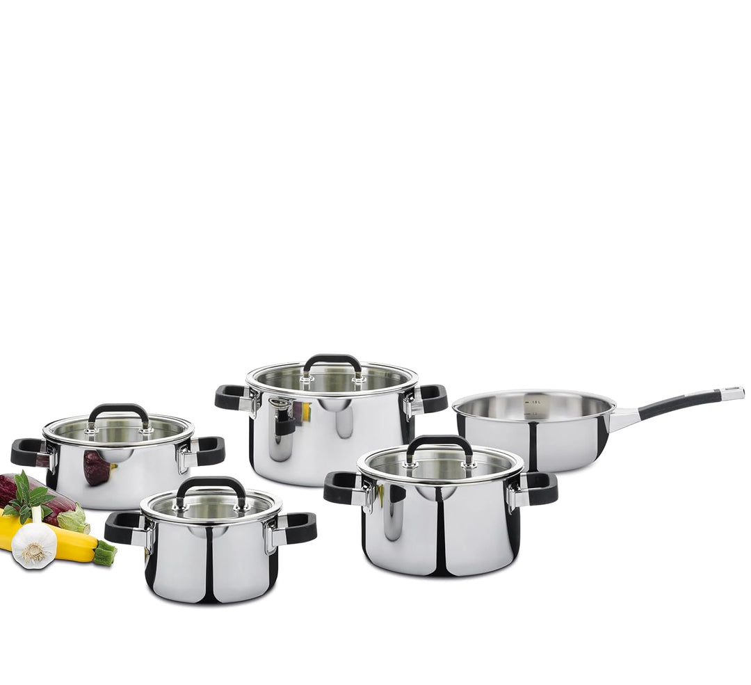 Spring Topfset 5-teilig FUSION2+ 5-Lagen-Mehrschichtmaterial, Griffe mit Silikonummantelung, Innensk