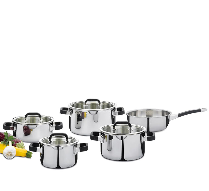 Spring Topfset 5-teilig FUSION2+ 5-Lagen-Mehrschichtmaterial, Griffe mit Silikonummantelung, Innensk