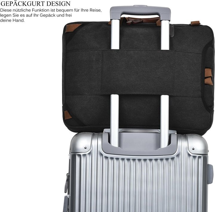 CoolBELL umwandelbar Aktentasche Rucksack Messenger Bag 17,3 Zoll Laptoptasche Herren Business Umhän