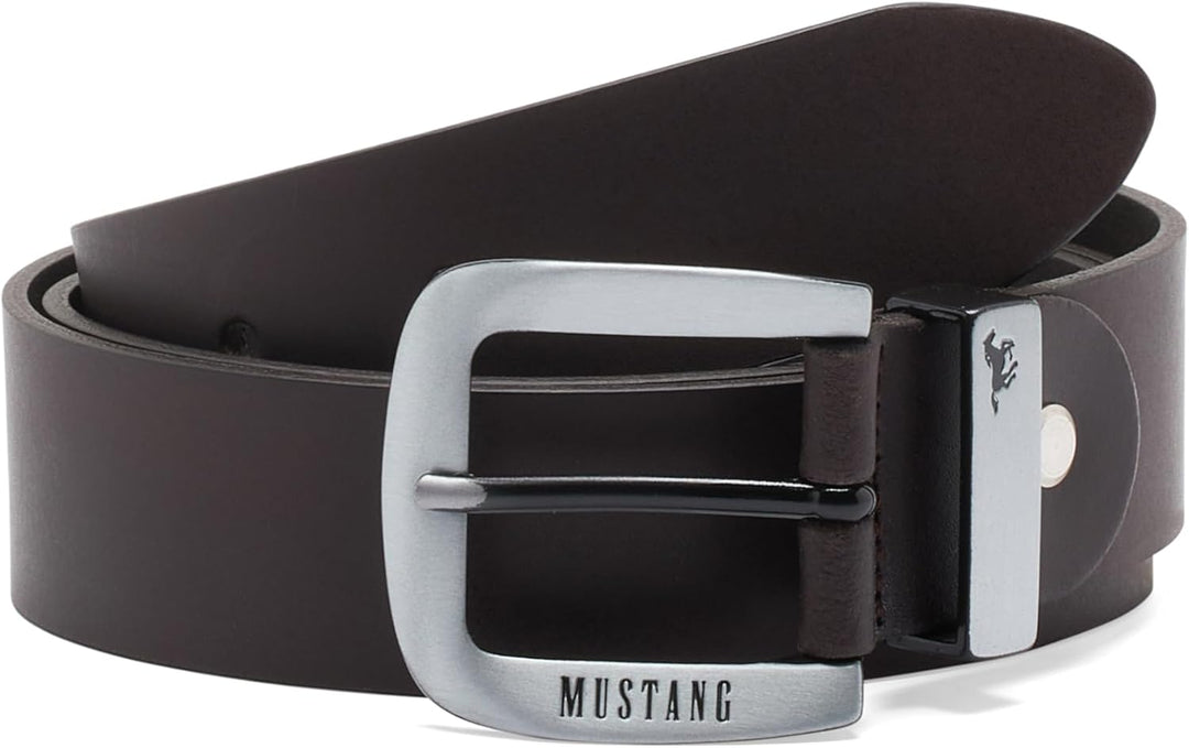 MUSTANG Herren Ledergürtel MG2103L15 35mm Gürtelbreite Braun Schwarz 80-115cm W95 Dark Brown 0691, W