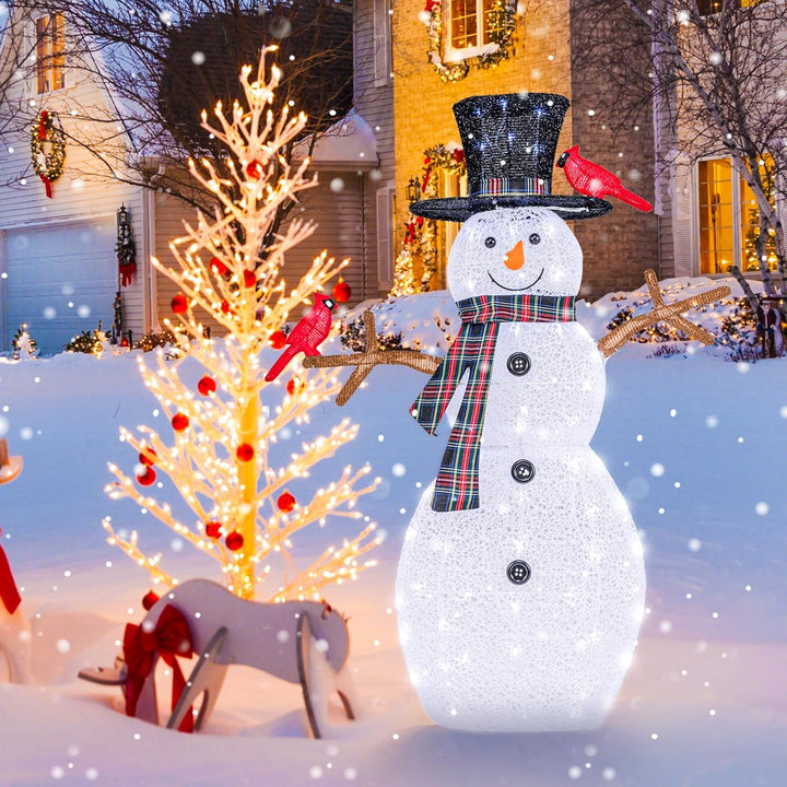 COSTWAY LED Schneemann Deko, Weihnachtsdeko für aussen und innen, Weihnachtsfigur mit warmweissen LE