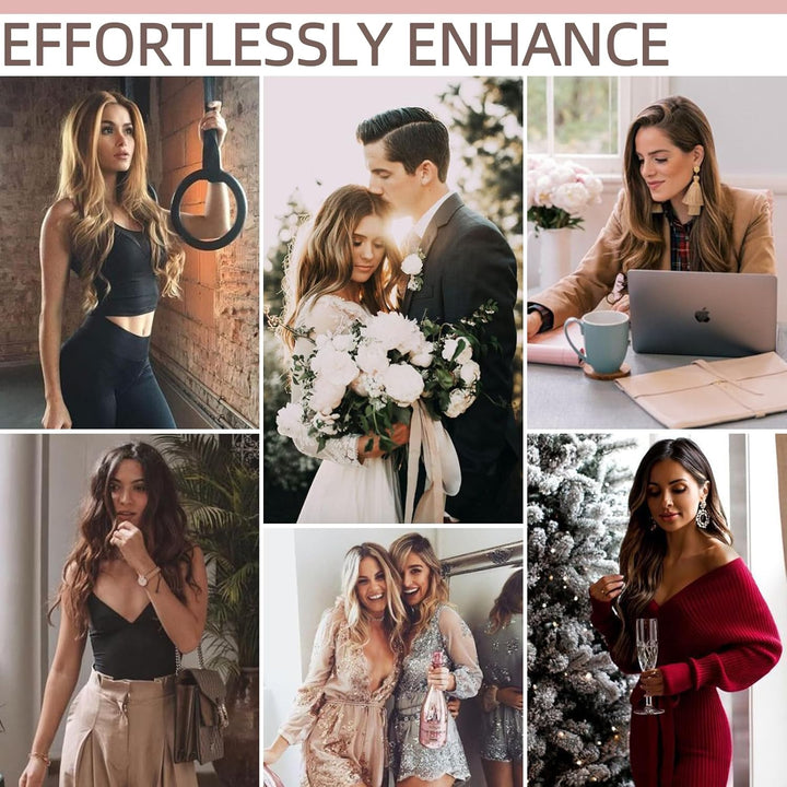 Silk-co Extensions Echthaar mit transparenter Schnur, Wire in Extensions Goldenbraun Highlights Blei