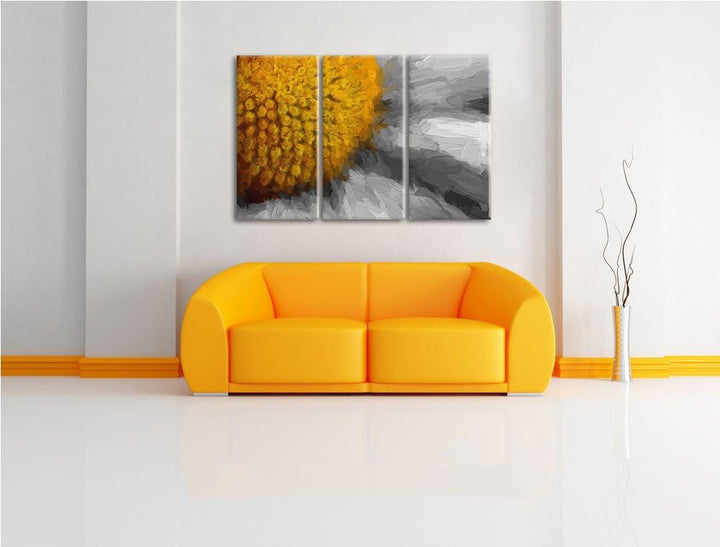 prächtige kleine Margerite schwarz/weiss Spezial 3-Teiler Leinwandbild 120x80 Bild auf Leinwand, XXL