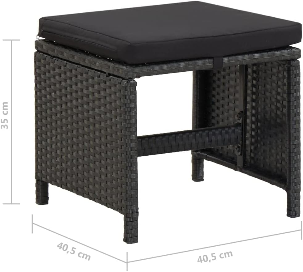 vidaXL 4X Gartenhocker mit Sitzkissen Sitzhocker Fusshocker Fussstütze Fussbank Ottomane Fussablage