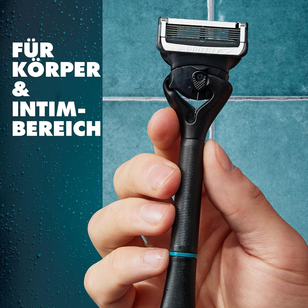 Gillette Intimate Nassrasierer für den Intimbereich, Intimrasierer + 2 Rasierklingen, mit Duschaufhä