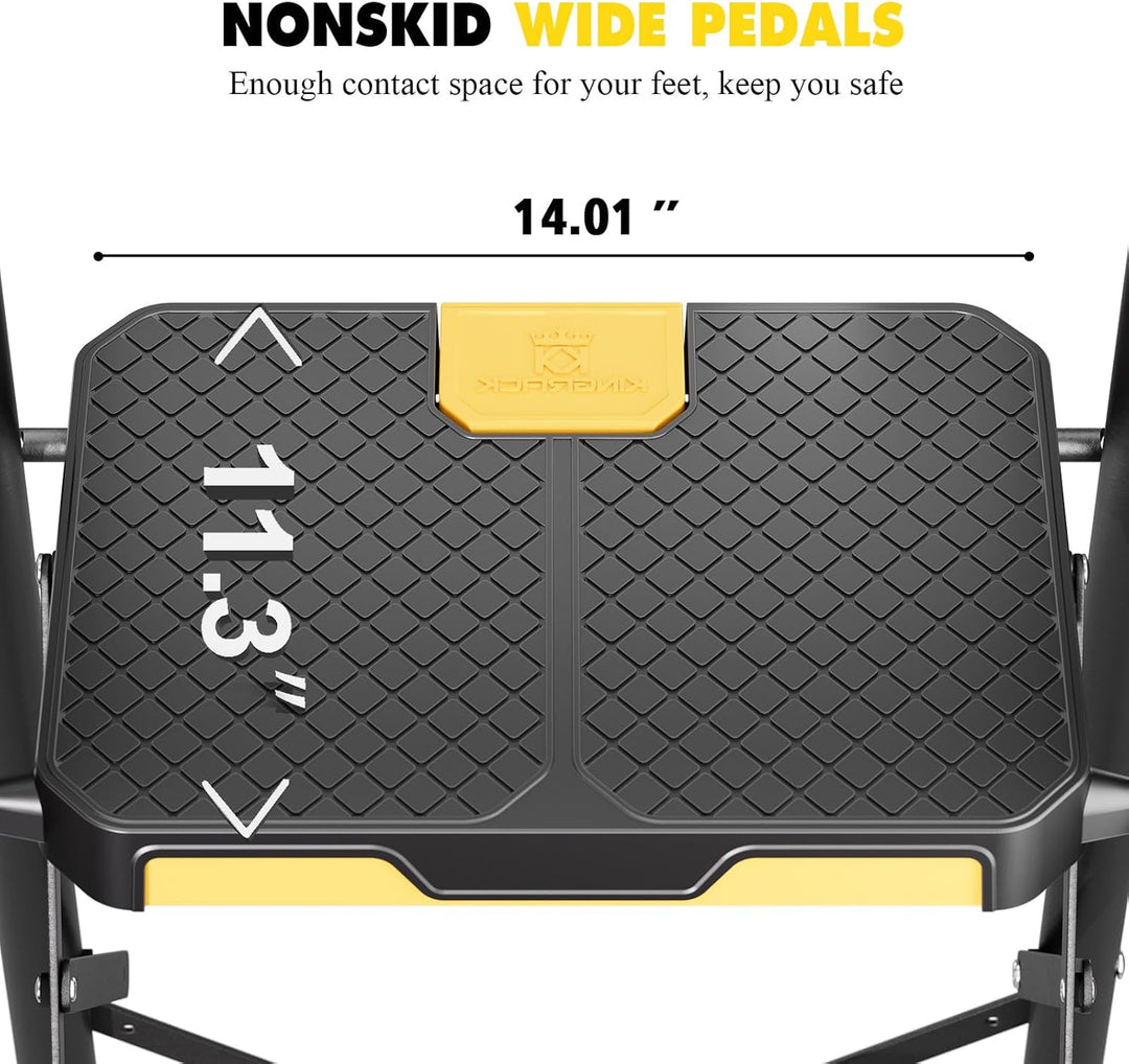 KINGRACK 3 Stufenleiter, 3 Stufen klappbar mit rutschfestem, breitem Pedal und Handläufen, leichte H