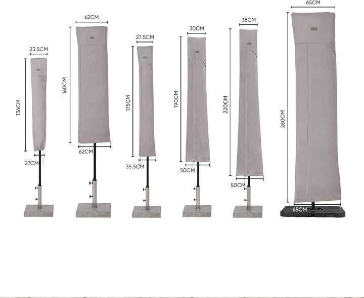 Sekey Sonnenschirm Schutzhülle mit Stab, Abdeckhauben für Ø 350cm / 200x300cm Gartenschirm mit Belüf