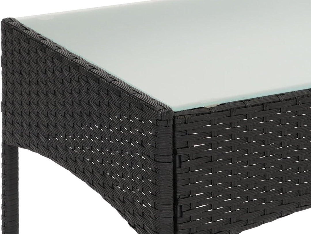Mendler Poly-Rattan Gartentisch Halden-AM, Beistelltisch Tisch mit Glasplatte - anthrazit, Anthrazit