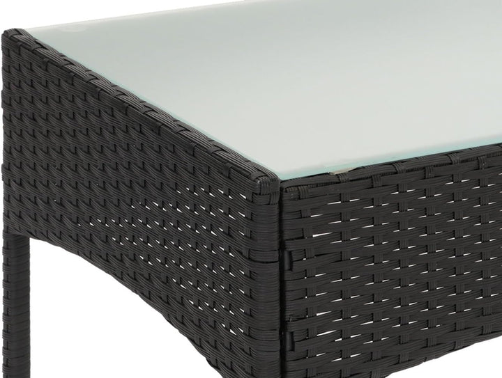 Mendler Poly-Rattan Gartentisch Halden-AM, Beistelltisch Tisch mit Glasplatte - anthrazit, Anthrazit