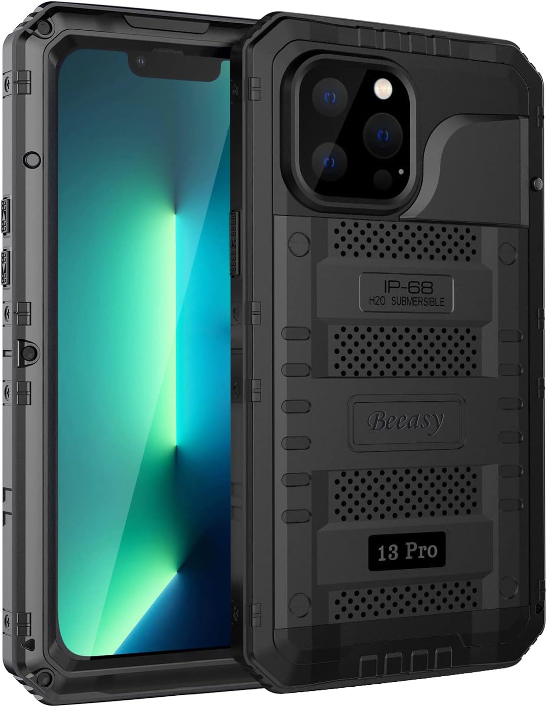 Beeasy für iPhone 13 Pro Wasserdicht Outdoor Hülle (6,1"), Stossfest Panzerhülle Militär 360 Grad Sc
