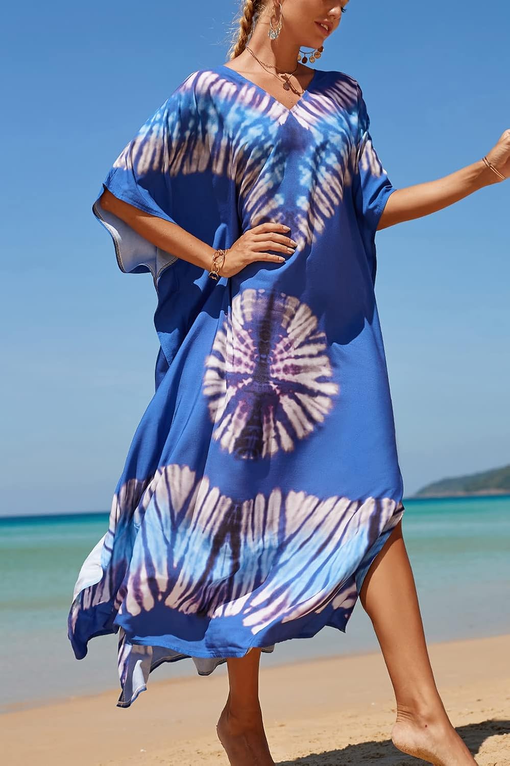 YouKD Damen Lang Kaftan Bohemian Beach Badeanzug Cover Up Kleid Plus Size Robe