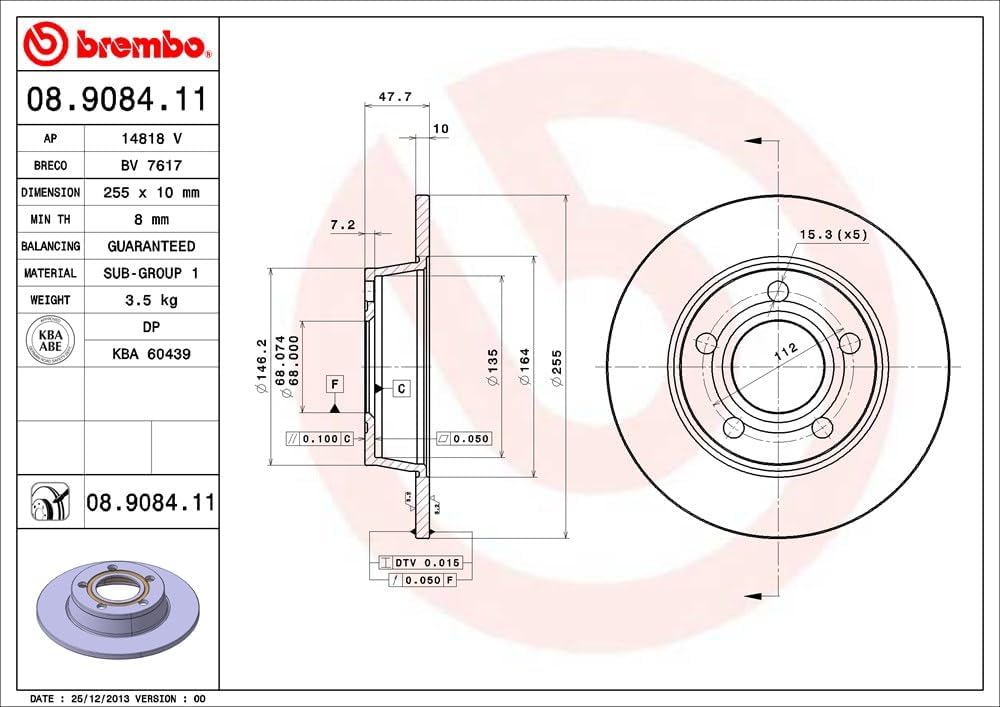 Brembo 08.9918.21 COATED DISC LINE Bremsscheibe - Paar