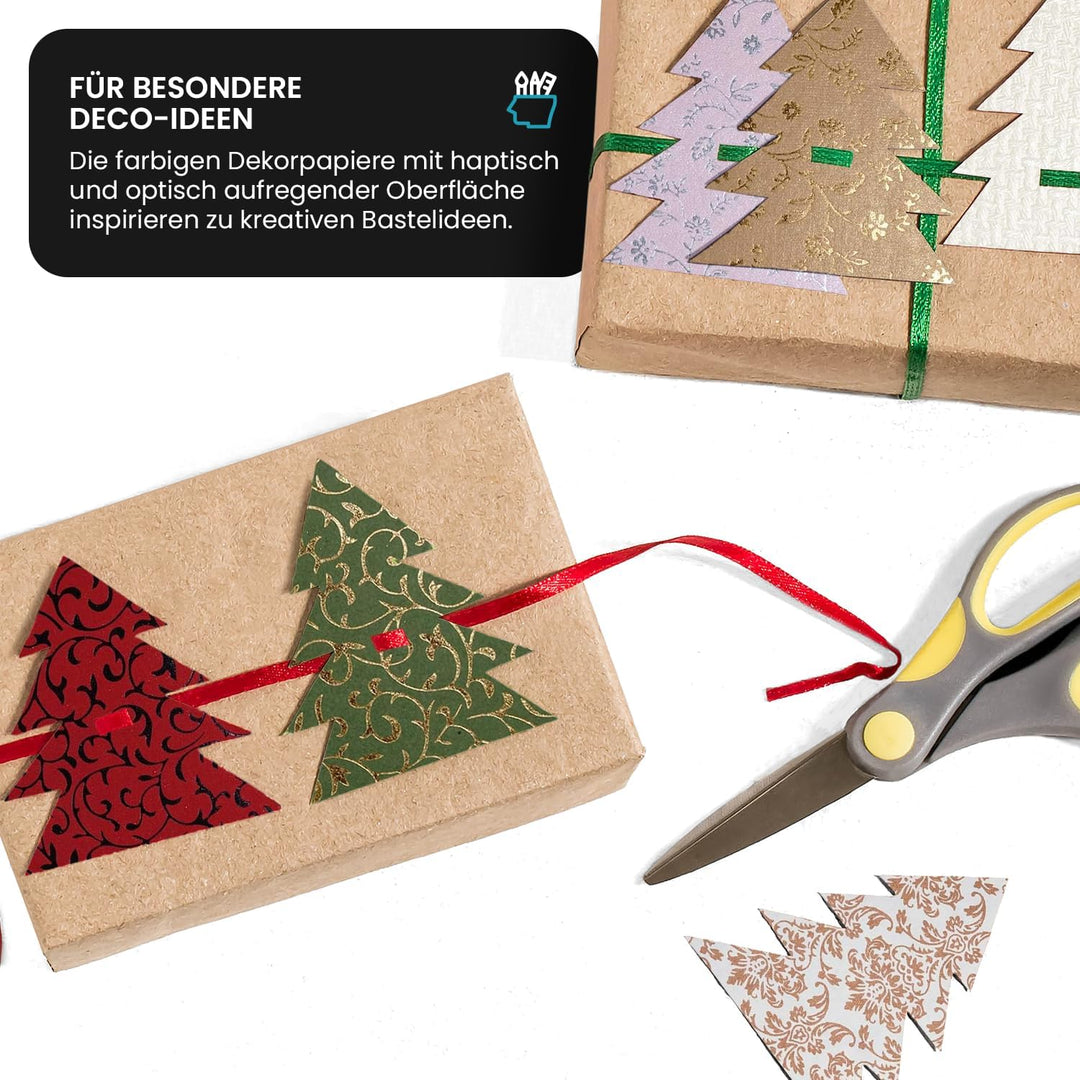 Netuno 50 Blatt Perlmutt-Ecru Dekorpapier mit Blumenmotiv in Silber, 180x250mm,150g Effektkarton han