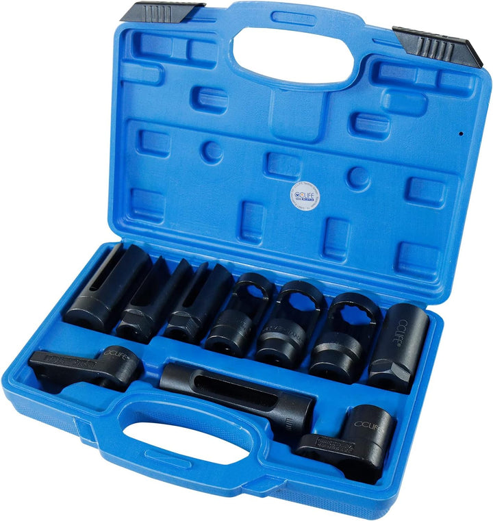 CCLIFE 10tlg Lambdasonden Schlüssel Lambdasonde Nuss Steckschlüssel Werkzeug Lambdasonden-Einsatz, 1