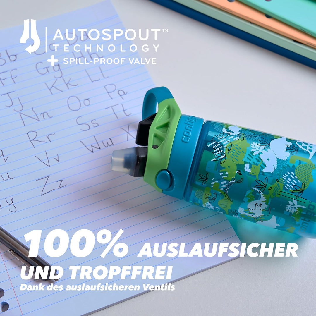 Contigo Kinder Trinkflasche Easy Clean Autospout mit Strohhalm, BPA-freie robuste Wasserflasche, 100