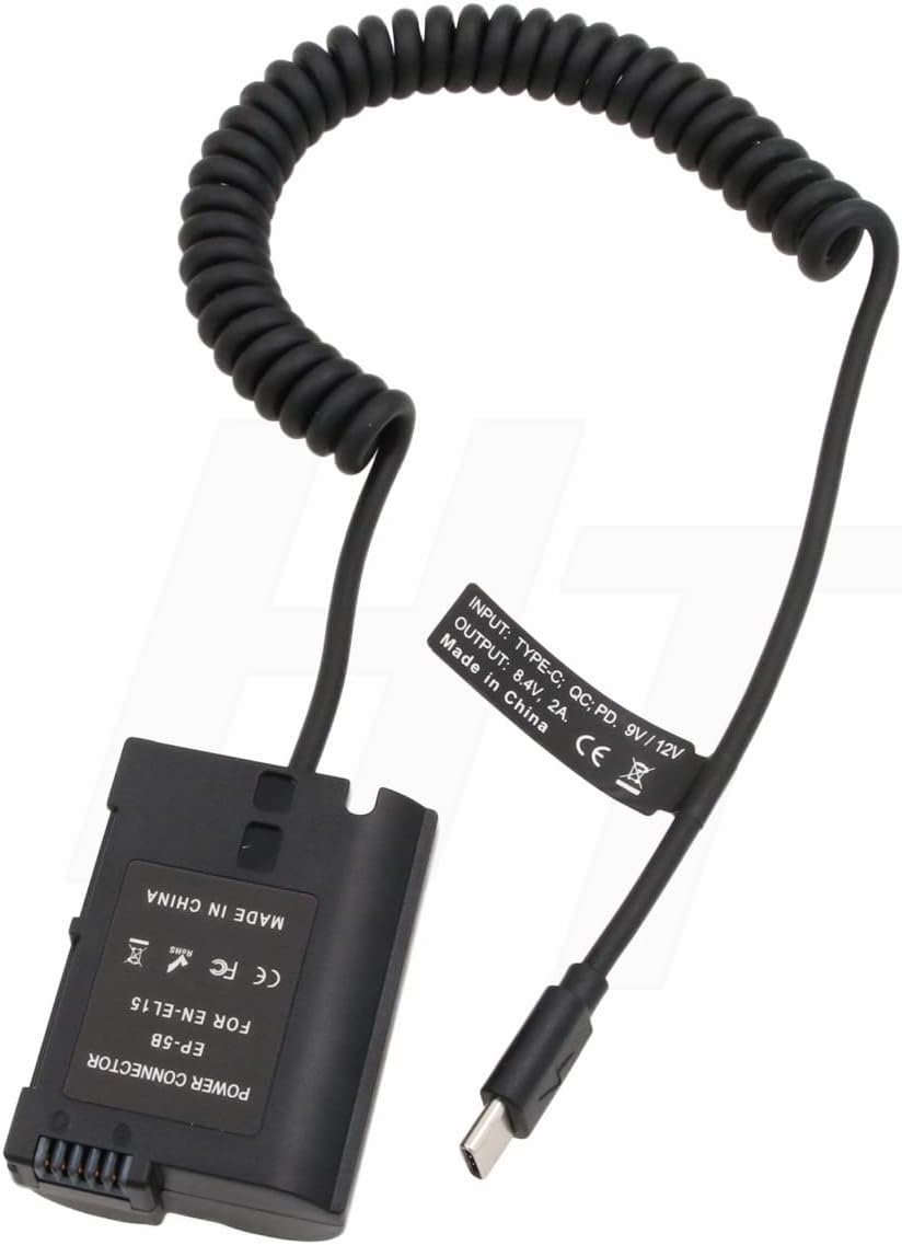 HangTon Power Bank C PD 9V 12V USB C zu EP-5B DC Koppler für Nikon D7000 D7100 D7200 D7500 D500 D610