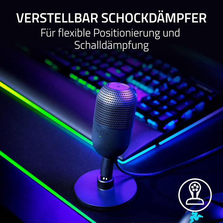Razer Seiren V3 Mini - Ultrakompaktes USB-Mikrofon (14mm Supernieren Kondensatormikrofon, Tap-to-Mut