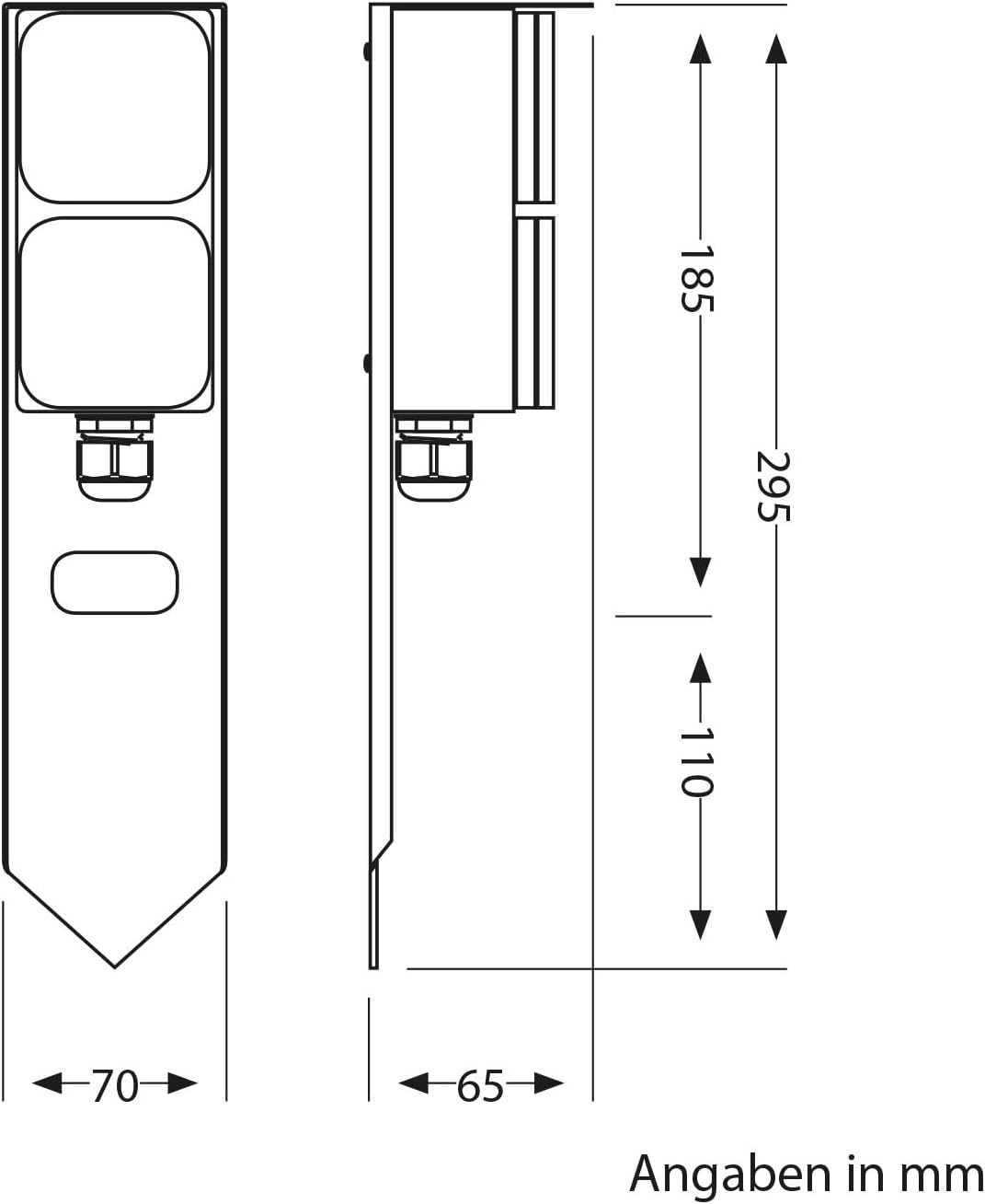 ledscom.de Garten Steckdosensäule PIWI mit Erdspiess für aussen, IP44, 2-Fach, Edelstahl, Kunststoff