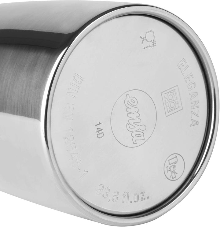 Emsa Eleganza Isolierkanne 502488 | 0,6 L Fassungsvermögen | Easy Open Verschluss | 12h heiss, 24h k