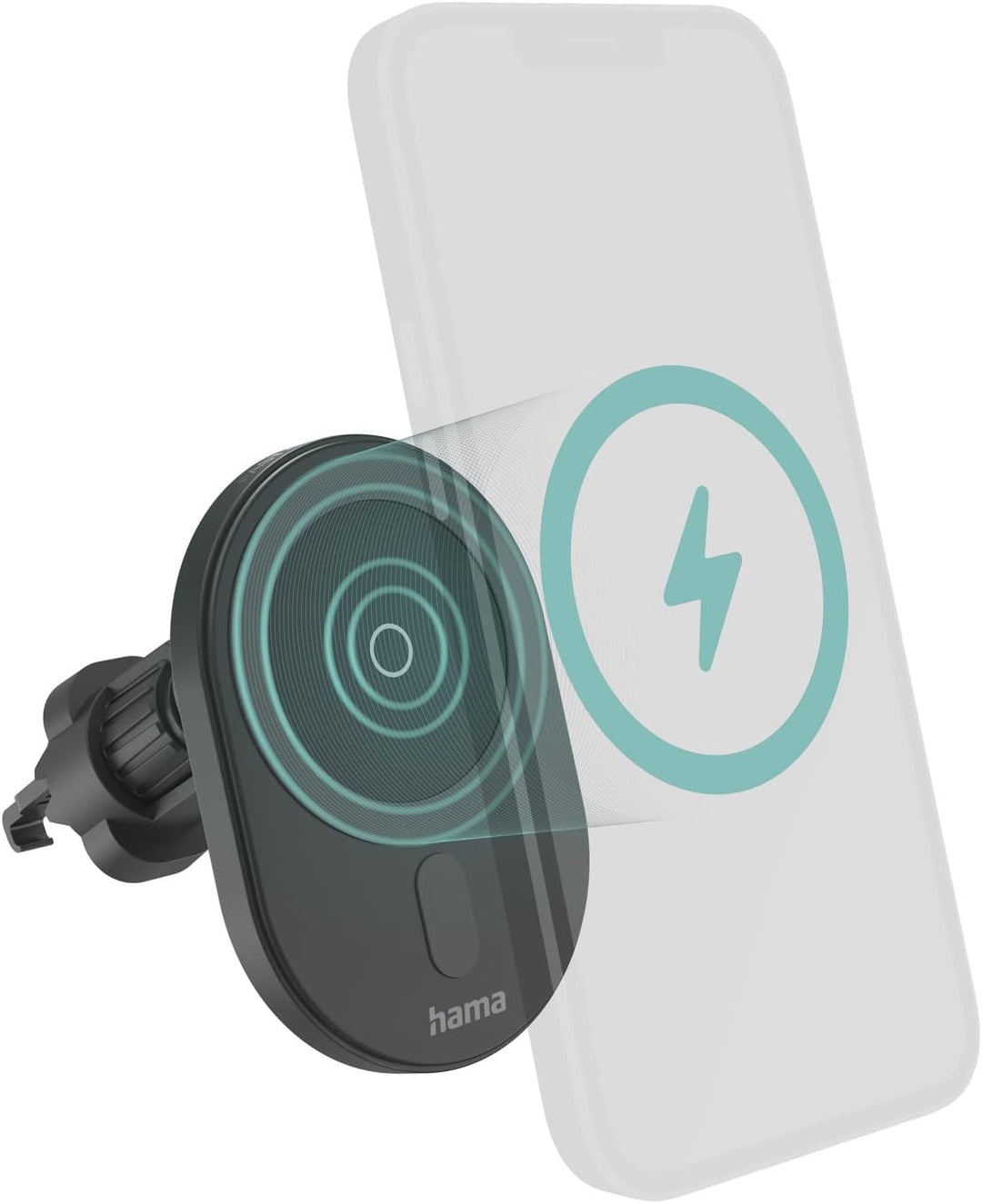 Hama Auto Ladegerät, Kfz Handy Ladegerät 15 Watt kabellos für iPhone (Magnetisch laden, Ladeadapter