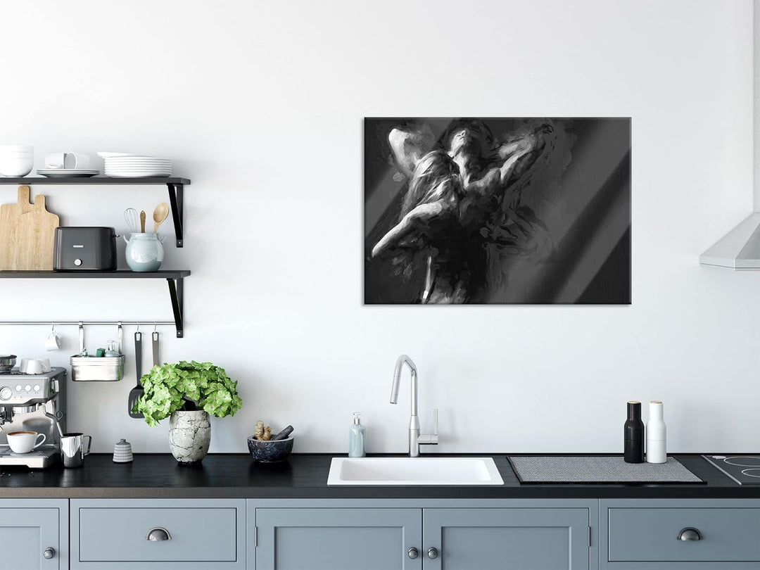 Glasbild | Wandbild aus Echtglas | Fitness Paar Kunst | 60x40 cm | inkl. Aufhängung und Abstandshalt