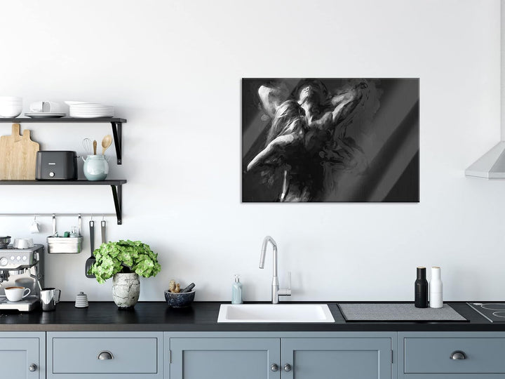 Glasbild | Wandbild aus Echtglas | Fitness Paar Kunst | 60x40 cm | inkl. Aufhängung und Abstandshalt