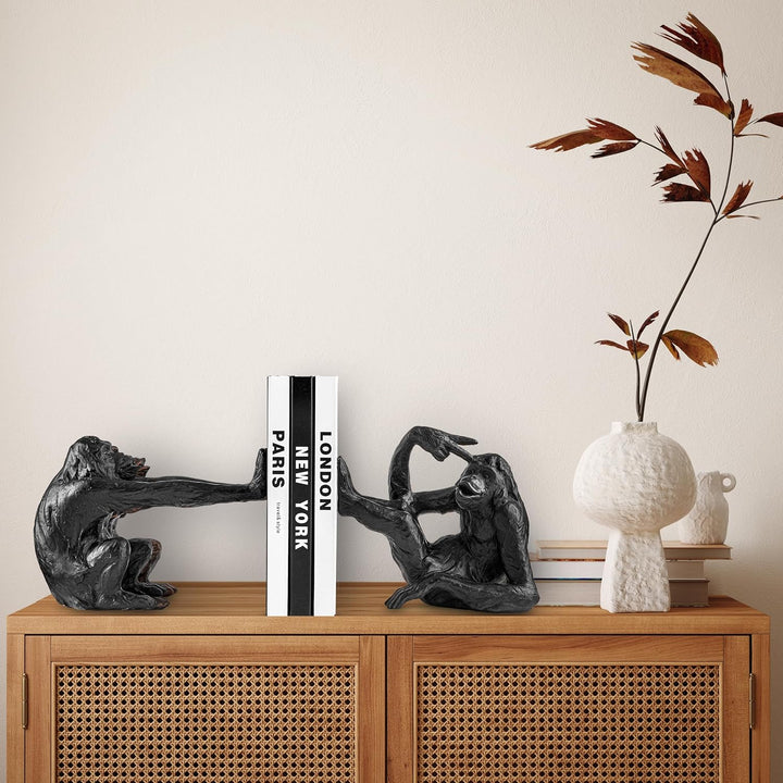Buchstützen Affen dekorative Affen Buchstütze aus Kunststein (Polyresin) Bookend ist 2,5 KG schwer,