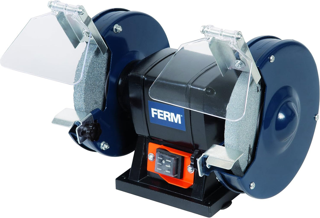 FERM BGM1019 Doppelschleifmaschine 150W - 150mm - Incl. P36 und P60 Schleifsteinen, Schutzbrille und