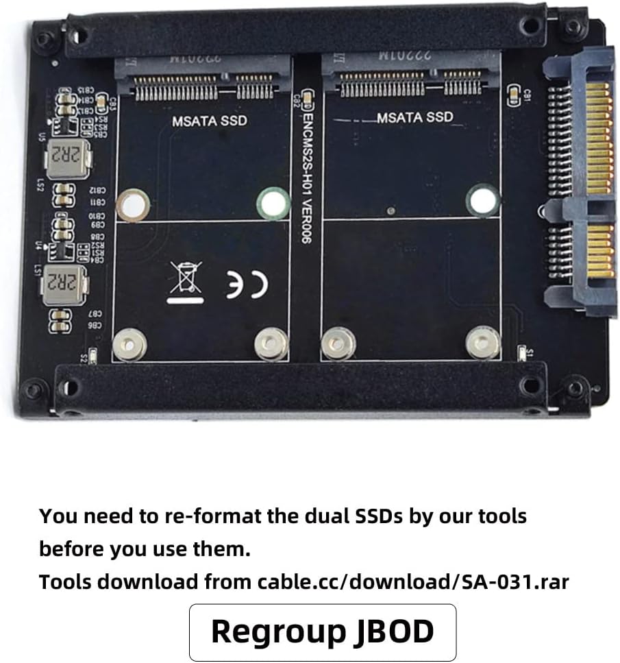 NFHK Dual MSATA Mini-SATA SSD Karte JOBD Raid0 Span Bridge zu 2.5inch SATA Combo HDD Festplattengehä