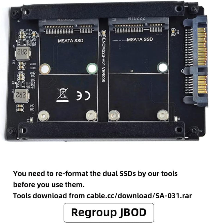NFHK Dual MSATA Mini-SATA SSD Karte JOBD Raid0 Span Bridge zu 2.5inch SATA Combo HDD Festplattengehä
